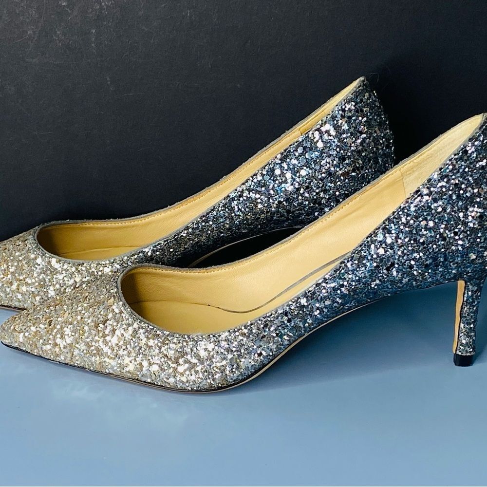 Jimmy Choo Authentic Romy 60 Gradient Ombré Silver and Blue Heels Size 38 - Picture 6 of 17